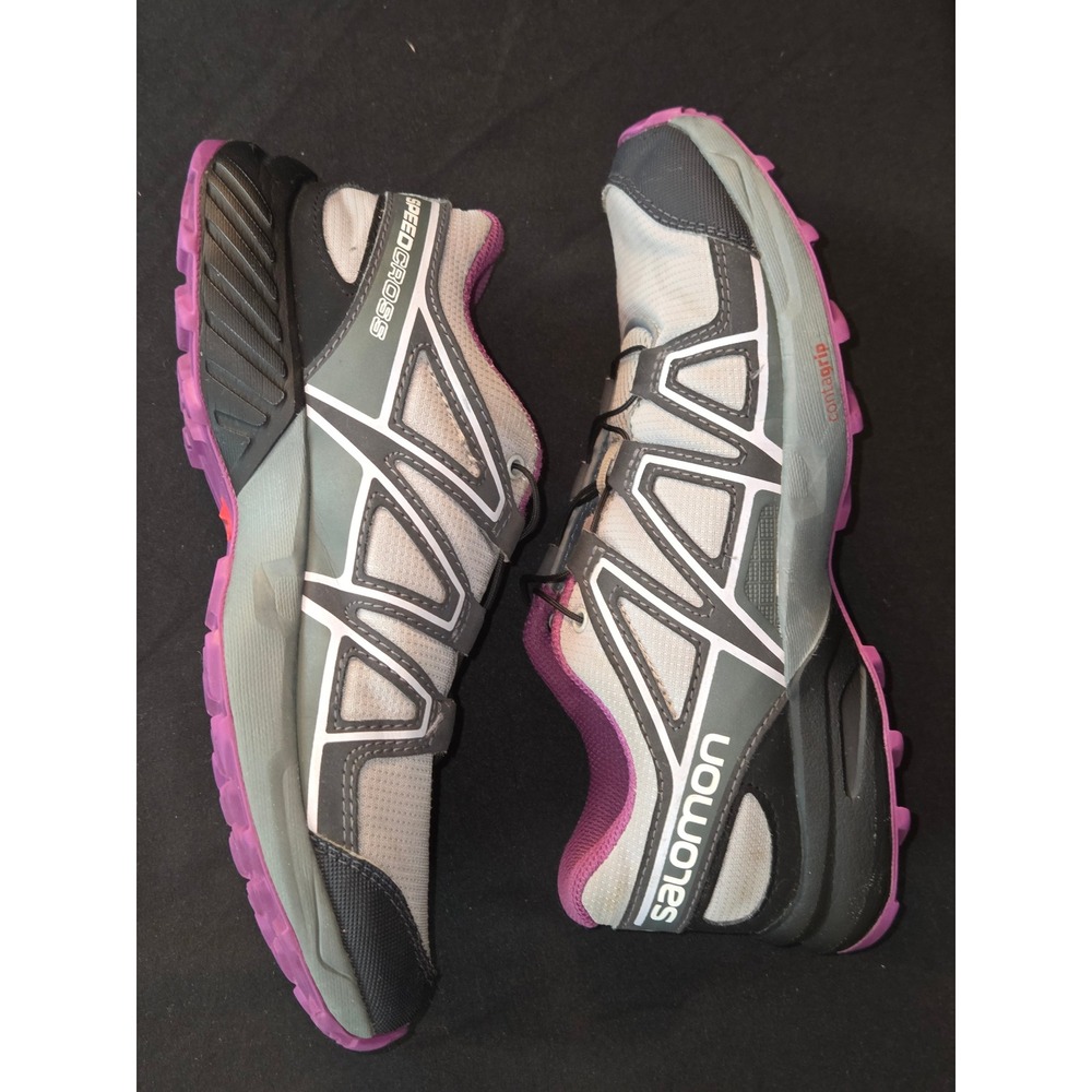 Salomon Speedcross Kids Trail Running Shoes Gray Pink‎ Contagrip Size 36 EUR